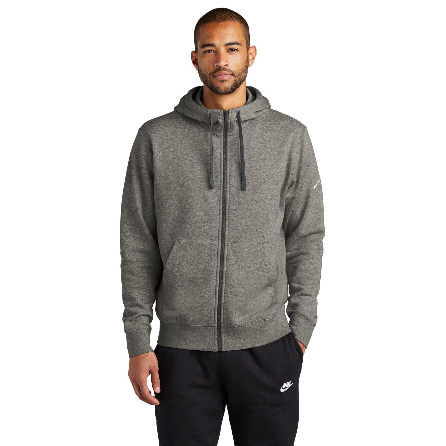 Nike-Nike Club Fleece Sleeve Swoosh Full-Zip Hoodie NKDR1513-MedTech-2